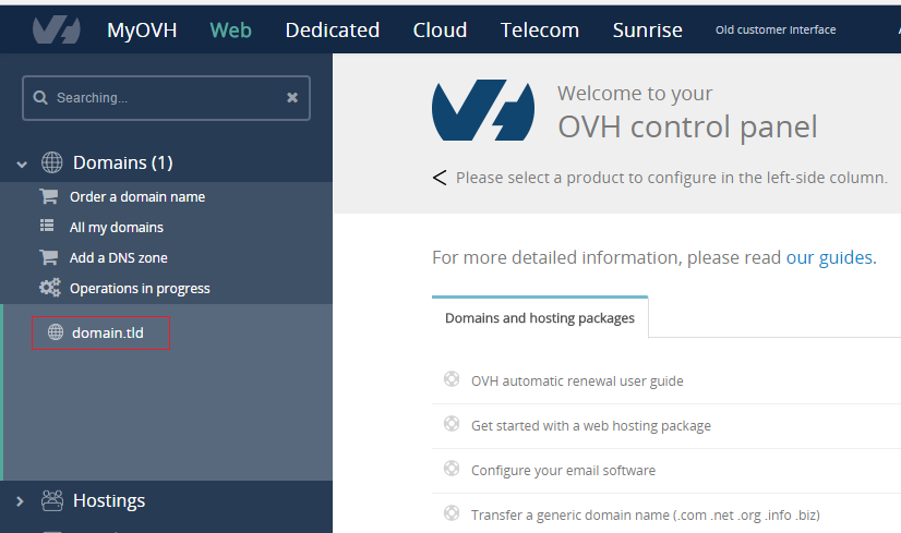 OVH website screenshot